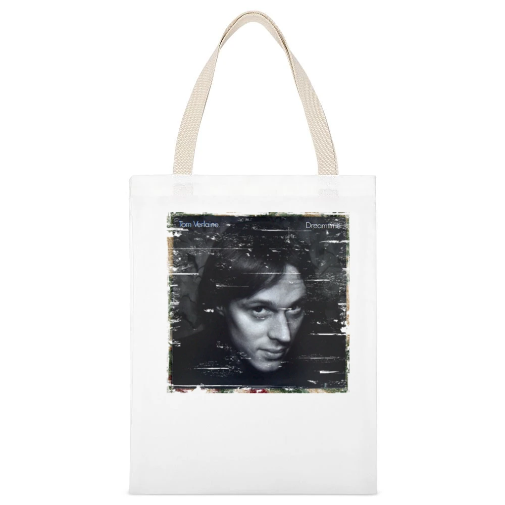 Tom Verlaine Dreamtime Album Cover Distressed Image White Canvas Tote Shopping Bag