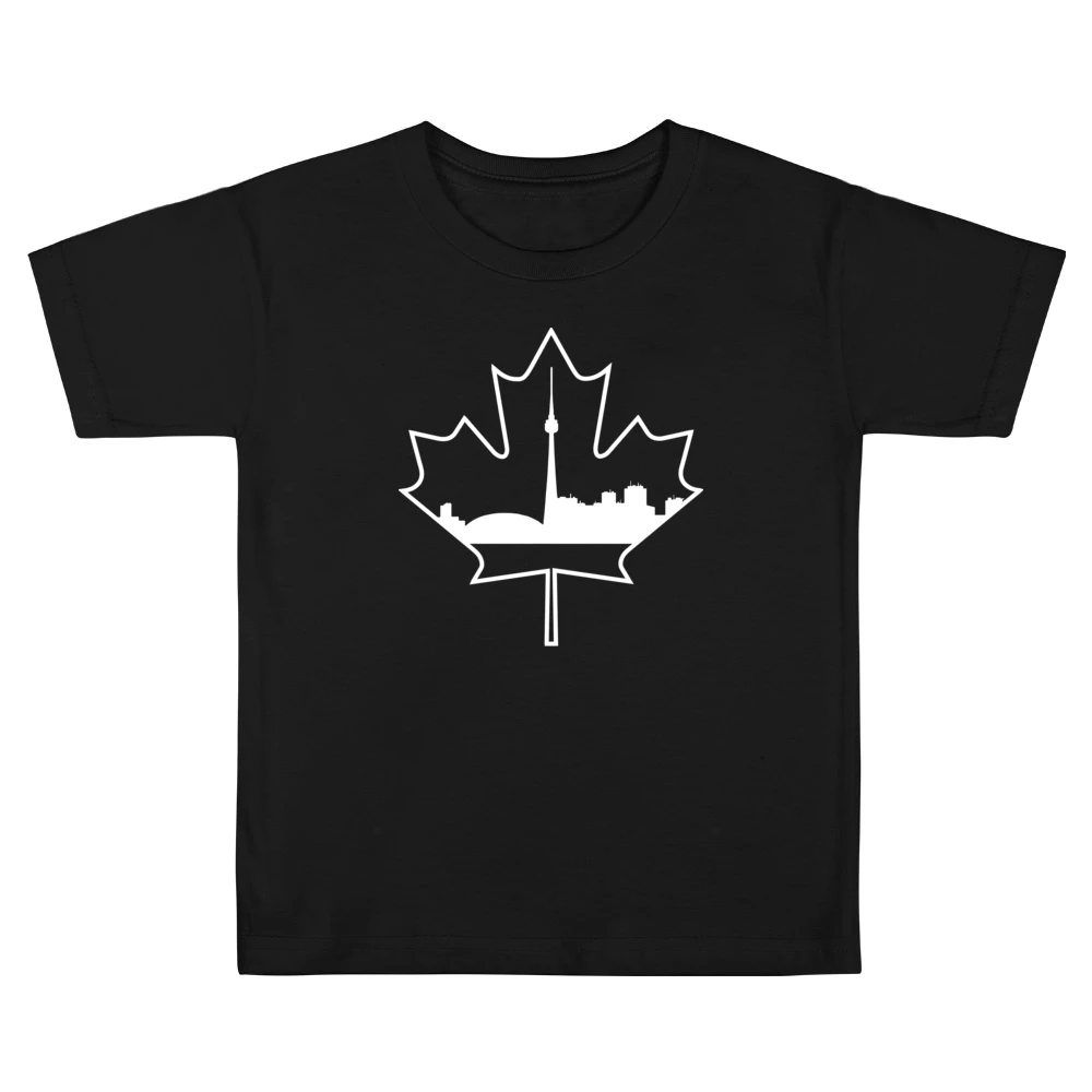 Toronto Skyline Silhouette In Maple Leaf Canadian Kids Boys Girls T-Shirt