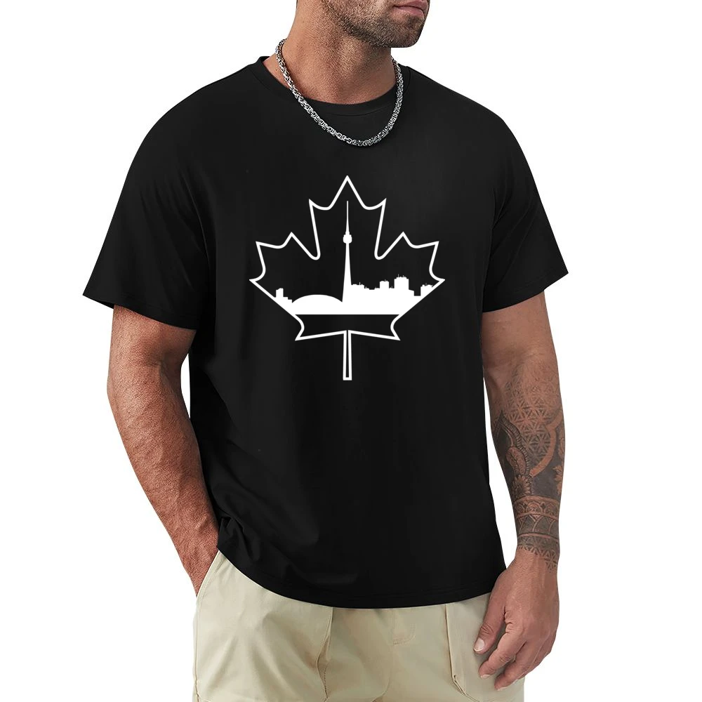 Toronto Skyline Silhouette In Maple Leaf Canadian Premium Men T-shirt