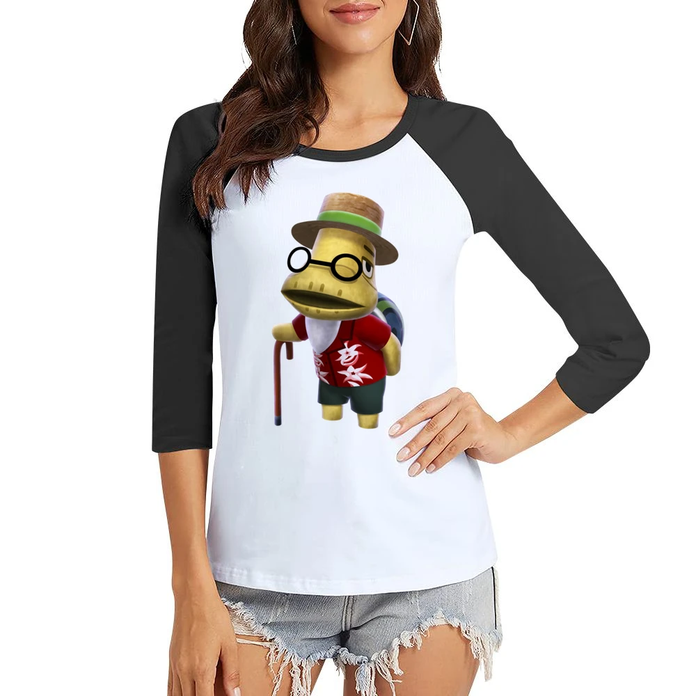 Tortimer From Animal Crossing Nintendo Character Video Game Women Ladies 3-4 Sleeve T-Shirt