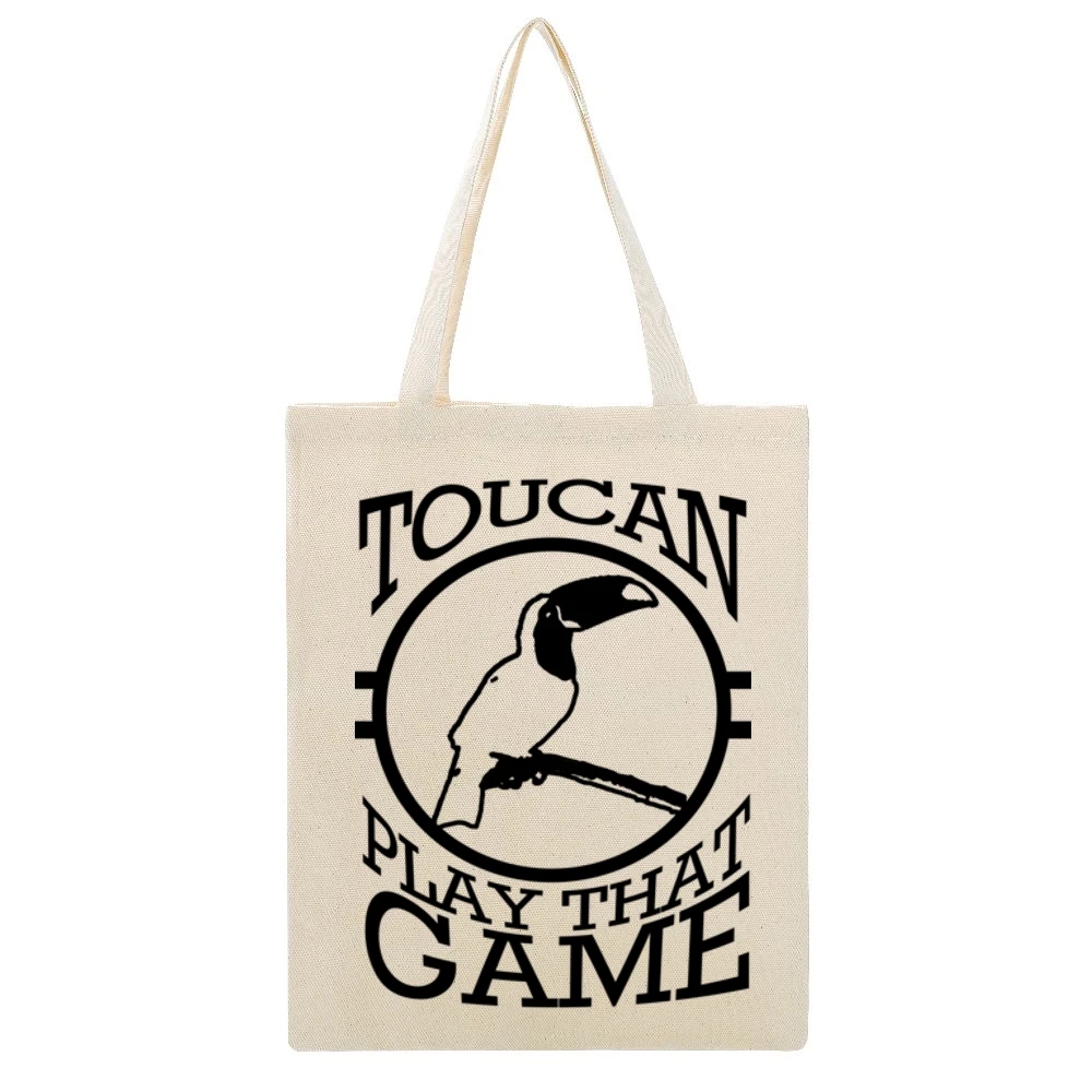 Toucan Two Can Play That Game Funny Pun Graphic Beige Canvas Tote Shopping Bag
