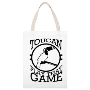Toucan Two Can Play That Game Funny Pun Graphic White Canvas Tote Shopping Bag