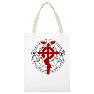 Transmutation circle alchemy Fullmetal Alchemist anime manga White Canvas Tote Shopping Bag