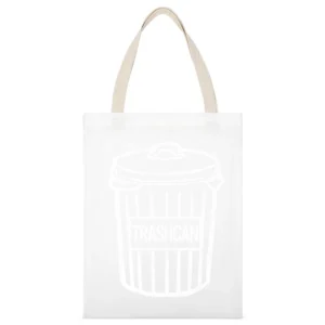 Trash Can White Garbage Funny White Canvas Tote Shopping Bag