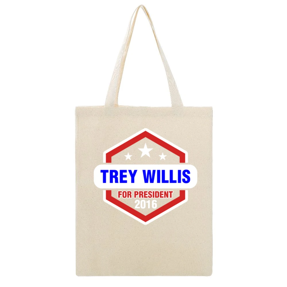 Trey Willis For President 2016 Rectify TV Show Beige Canvas Tote Shopping Bag