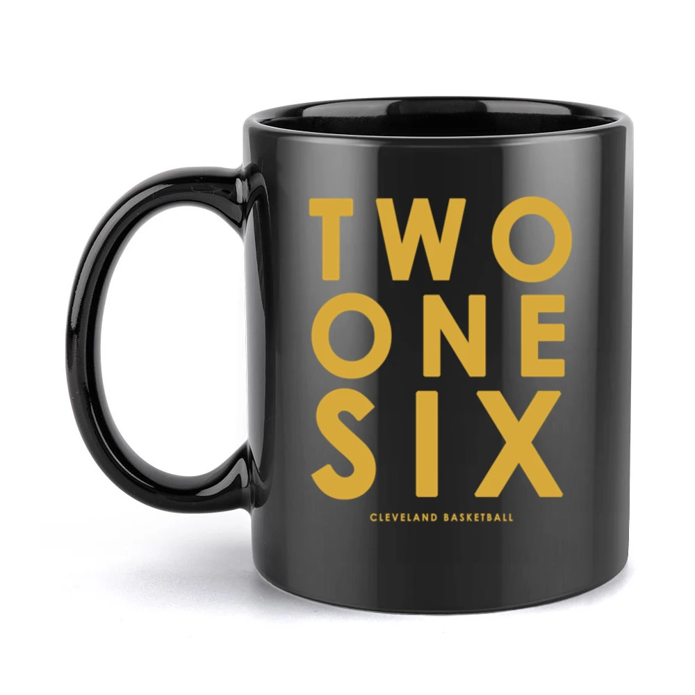 Two One Six Cleveland Basketball Area Code Popular Graphic Fan Black Mug