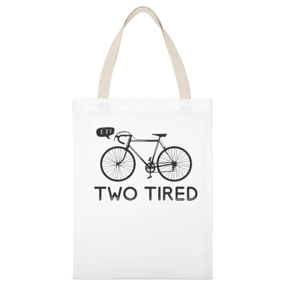 Two tired bike sleep and snoring too tired White Canvas Tote Shopping Bag