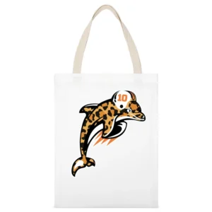Tyreek Hill Dolphins Cheetah Football Fan White Canvas Tote Shopping Bag