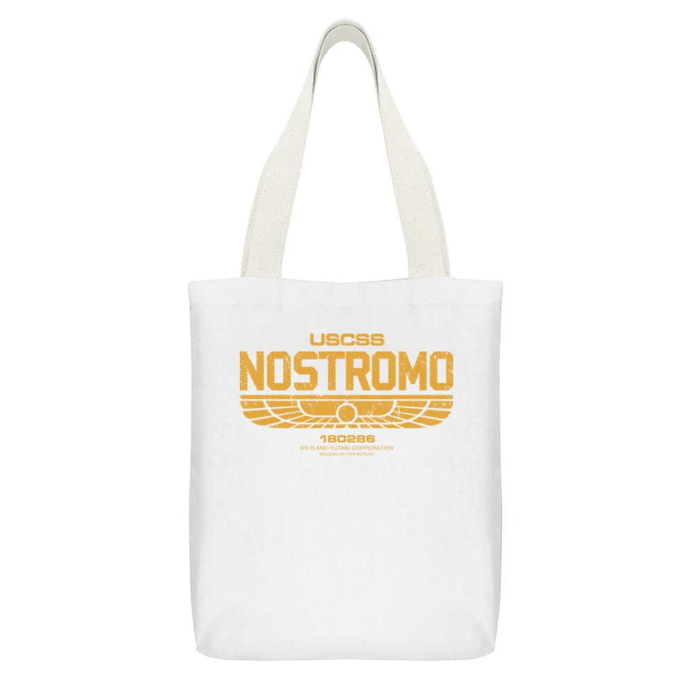 USCSS Nostromo Weyland Corporation Prometheus Alien Movie Science Fict White Canvas Tote Shopping Bag With Interior Pocket