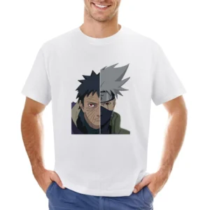 Uchiha Obito hatake Kakashi Sharingan eyes magenkyo kamui naruto anime Asian Size Men T-Shirt