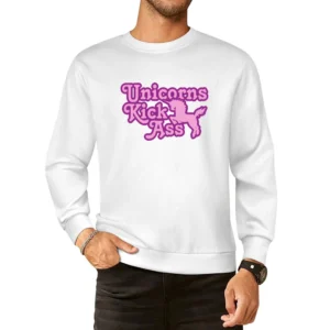 Unicorns Kick Ass Funny Cool Retro European Size Pullover Sweater