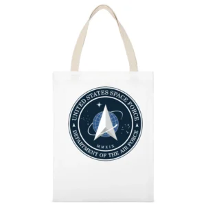 United States Space Force Logo White Canvas Tote Shopping Bag