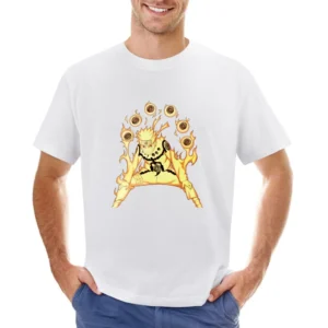 Uzumaki Naruto Sage Mode Nine Tails Chakra Kurama kyuubi anime manga T Asian Size Men T-Shirt