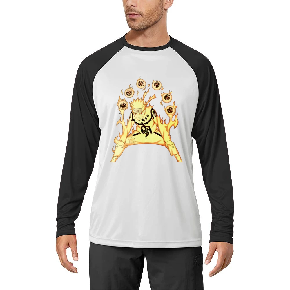 Uzumaki Naruto Sage Mode Nine Tails Chakra Kurama kyuubi anime manga T Men Long Sleeve T-Shirt