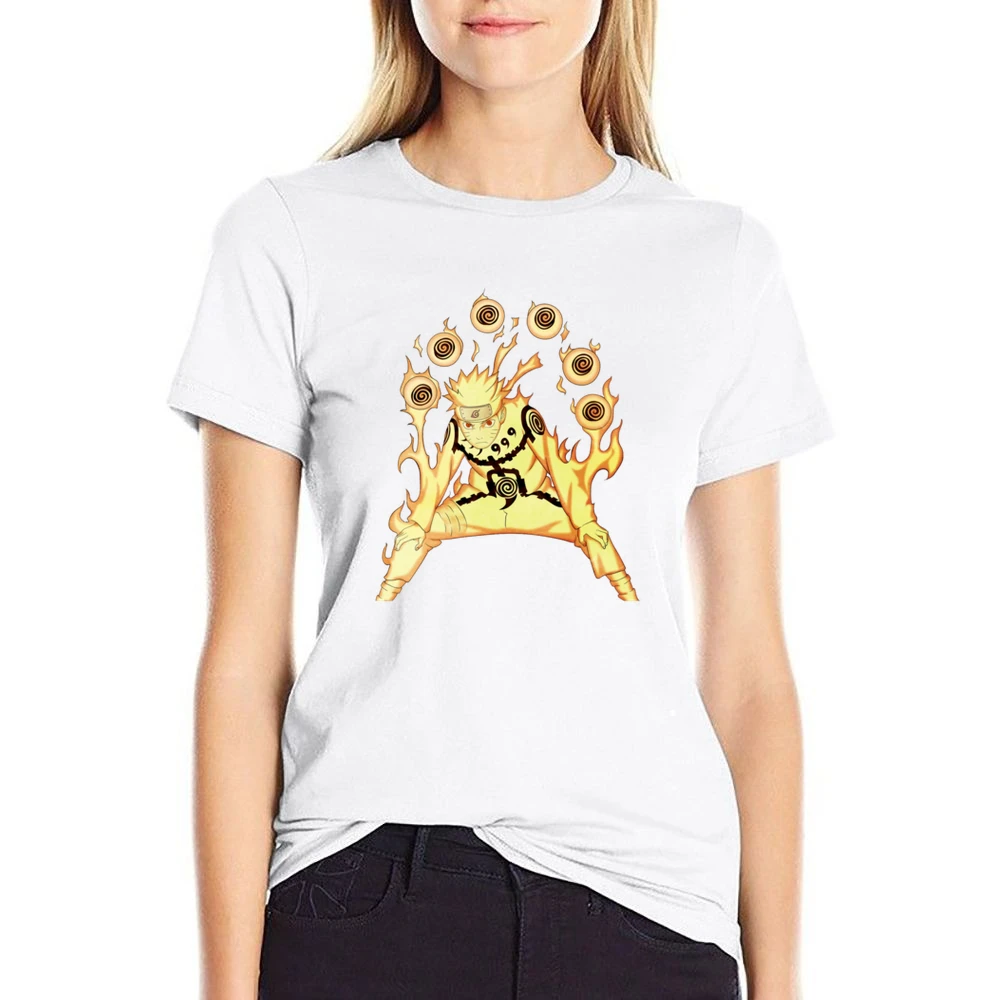 Uzumaki Naruto Sage Mode Nine Tails Chakra Kurama kyuubi anime manga T US Size Women Ladies T-shirt