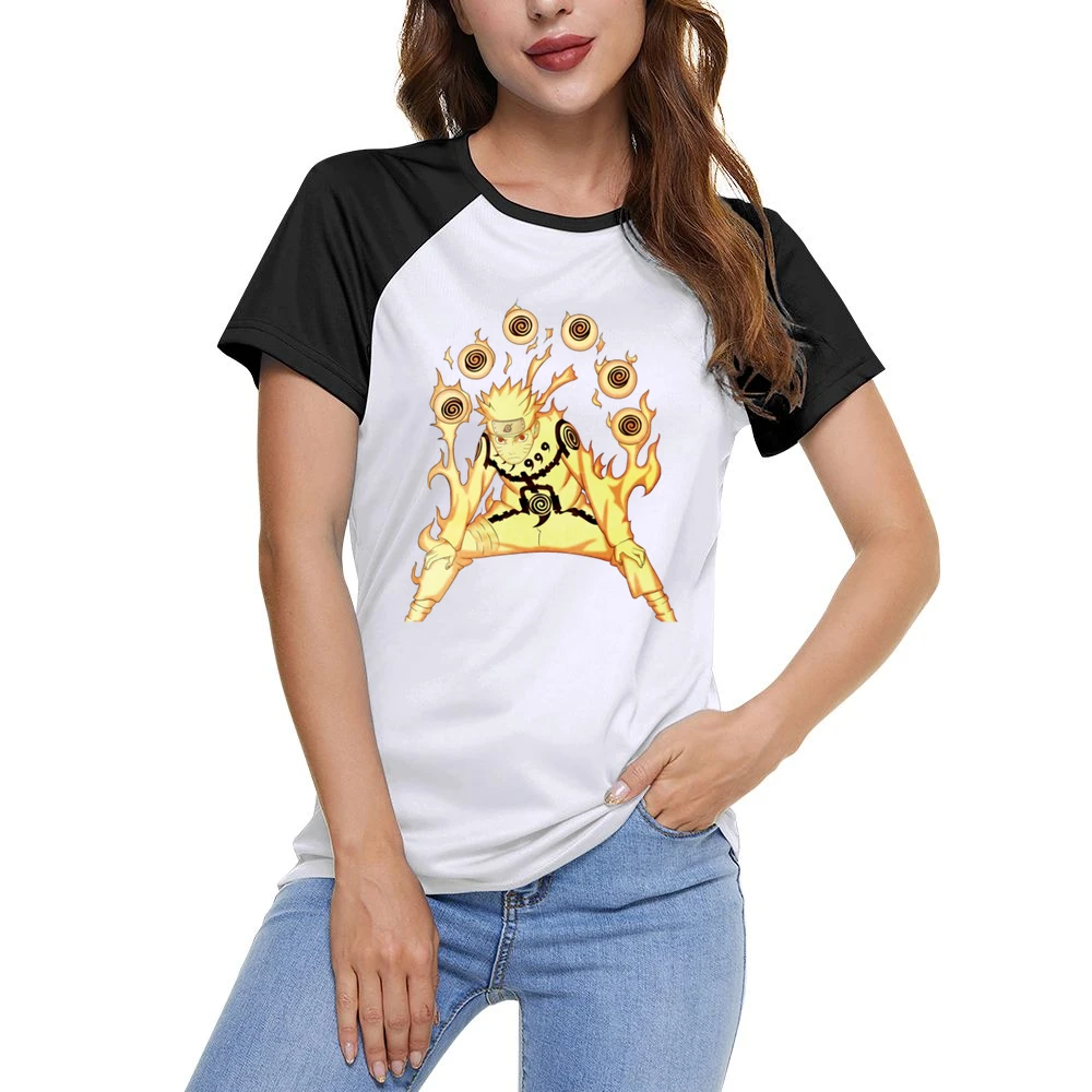 Uzumaki Naruto Sage Mode Nine Tails Chakra Kurama kyuubi anime manga T Women Ladies Short Sleeve T-Shirt