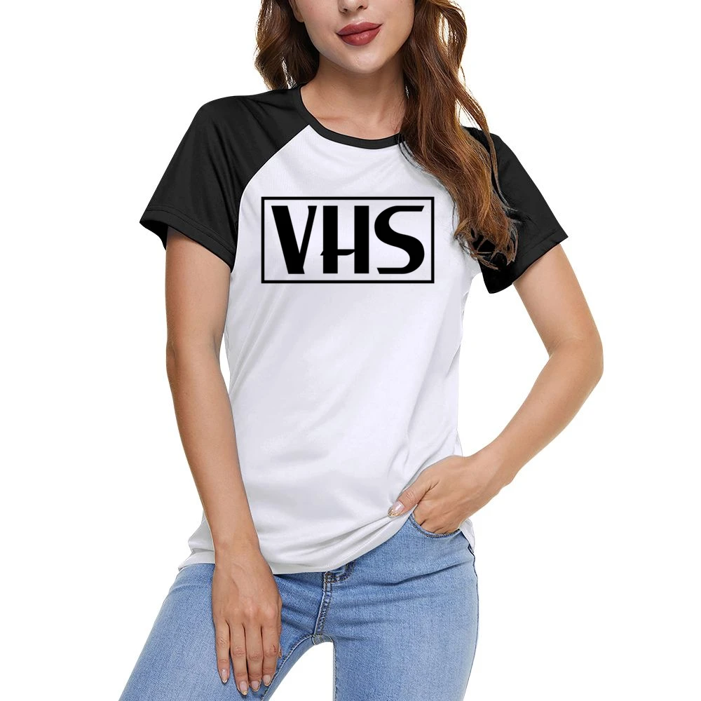 VHS Logo Fun Never Forget Remember Old Video Movies Women Ladies Short Sleeve T-Shirt