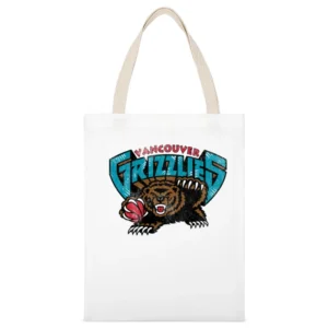 Vancouver Grizzlies Retro Vintage Sports Distressed Graphic Basketball White Canvas Tote Shopping Bag