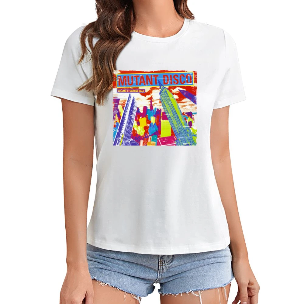 Various Artists Mutant Disco Album Cover Distressed Image Asian Size Women Ladies T-shirt