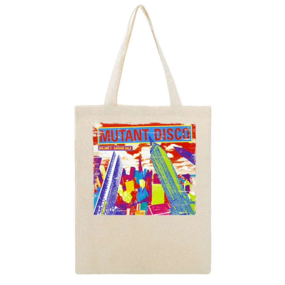 Various Artists Mutant Disco Album Cover Distressed Image Beige Canvas Tote Shopping Bag