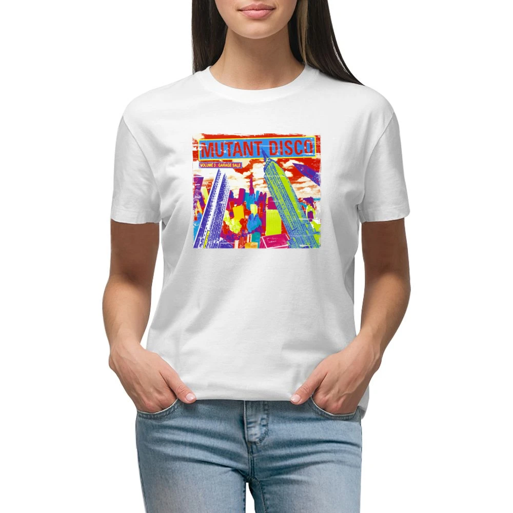 Various Artists Mutant Disco Album Cover Distressed Image Premium Women Ladies T-shirt