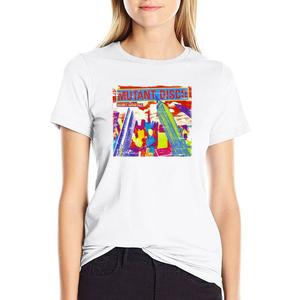 Various Artists Mutant Disco Album Cover Distressed Image US Size Women Ladies T-shirt