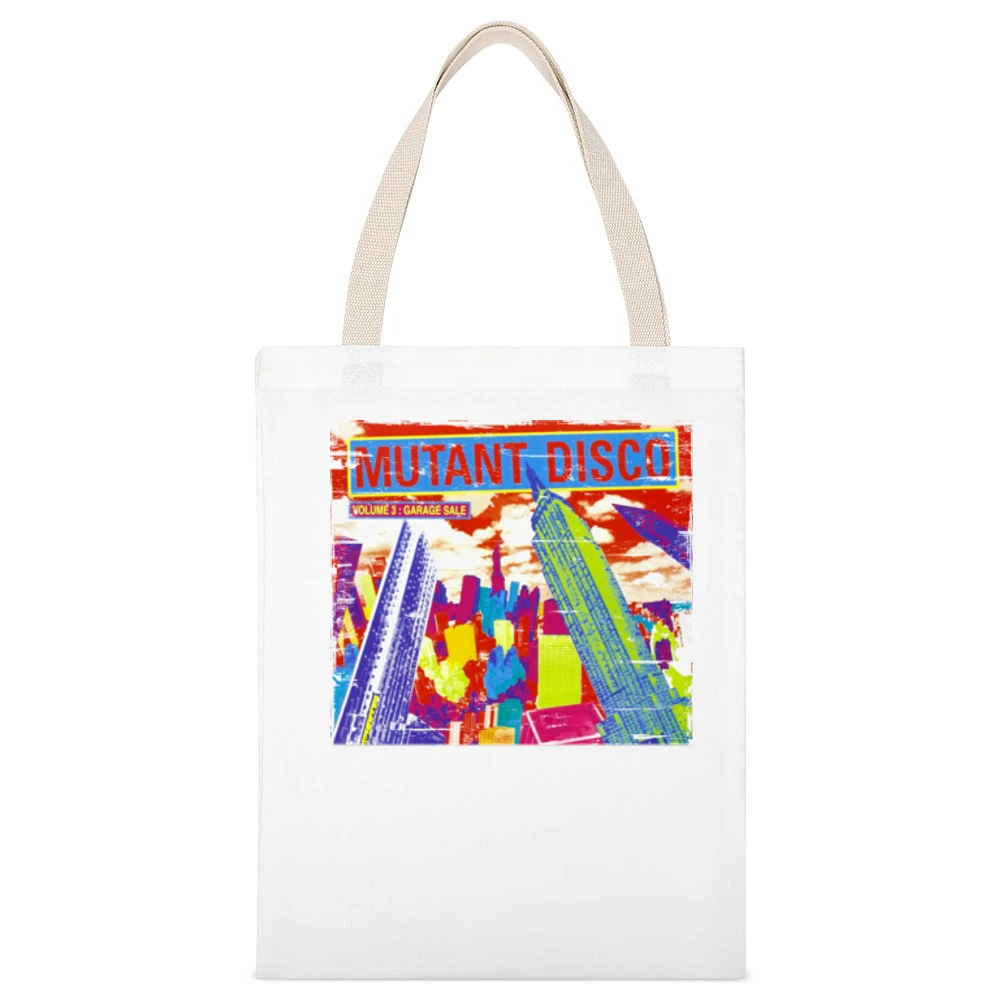 Various Artists Mutant Disco Album Cover Distressed Image White Canvas Tote Shopping Bag