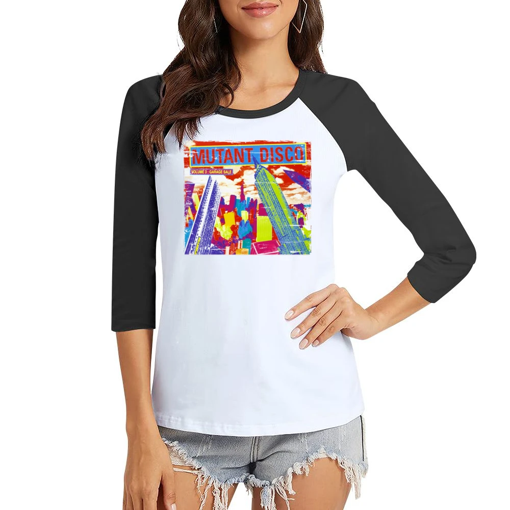 Various Artists Mutant Disco Album Cover Distressed Image Women Ladies 3-4 Sleeve T-Shirt