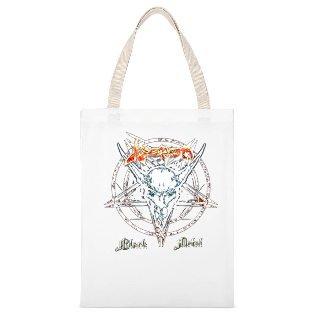 Venom Black Metal Thrash Metal White Canvas Tote Shopping Bag