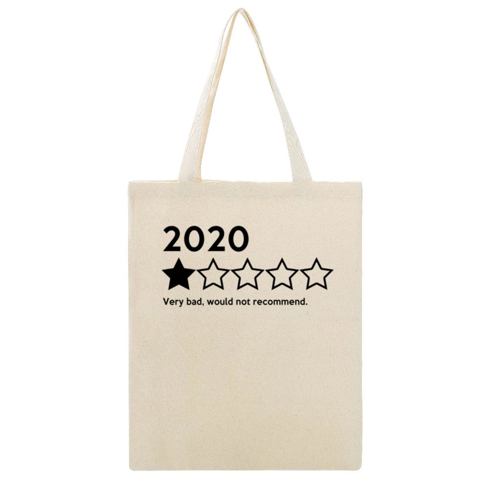 Very Bad Would Not Recommend Funny 2020 Graphic Pandemic Beige Canvas Tote Shopping Bag
