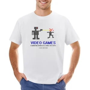 Video Games Eliminate Brain Cells Retro Funny Asian Size Men T-Shirt