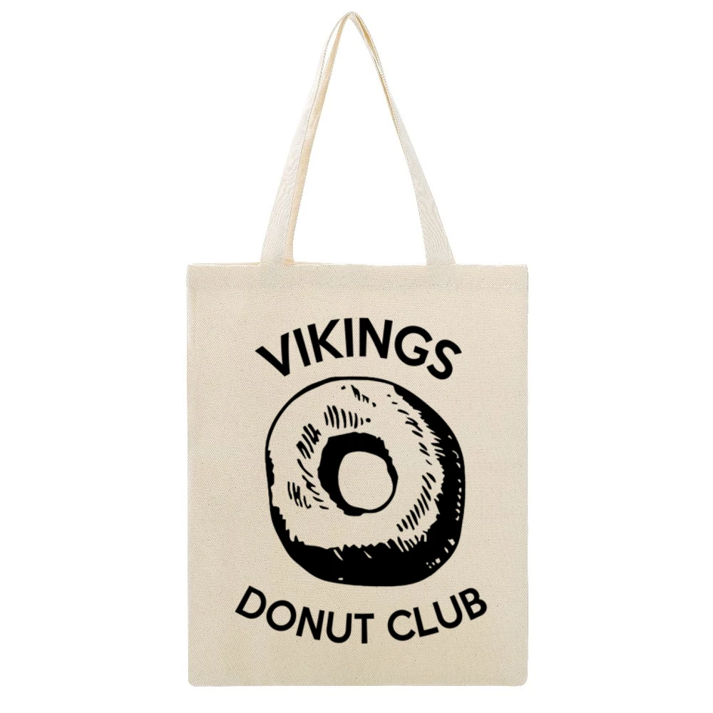 Vikings Donut Club Fun Game Food Graphic Beige Canvas Tote Shopping Bag