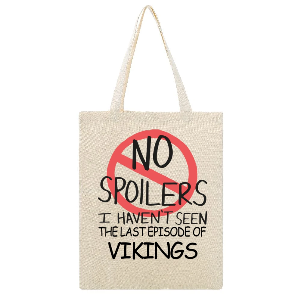 Vikings No Spoilers Last Episode Tv Funny Beige Canvas Tote Shopping Bag