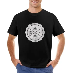 Vintage 2014 Moustache Bicycle Graphic Tee Shirt Asian Size Men T-Shirt