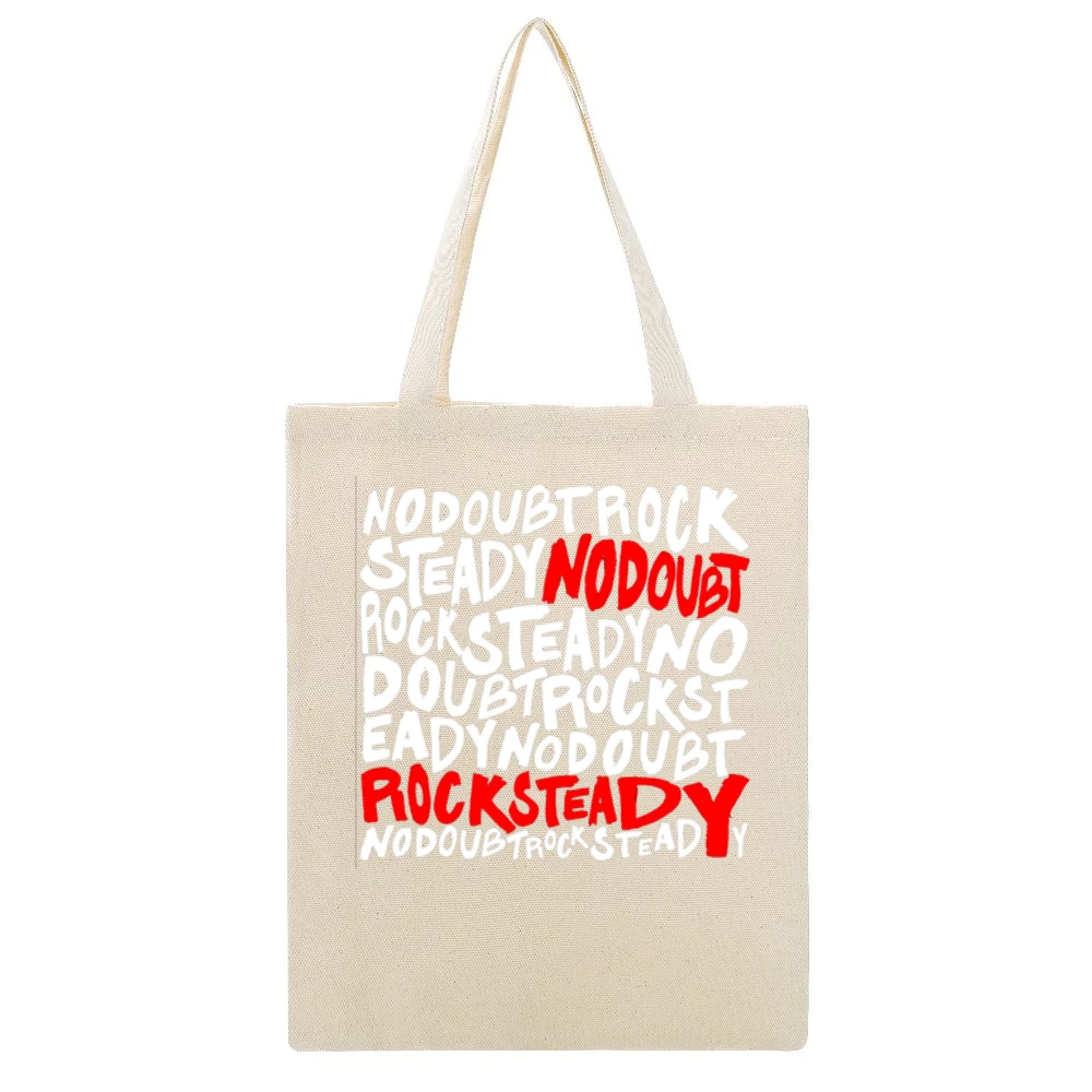 Vintage Band Tee No Doubt Rock Steady Graphic V Neck Beige Canvas Tote Shopping Bag