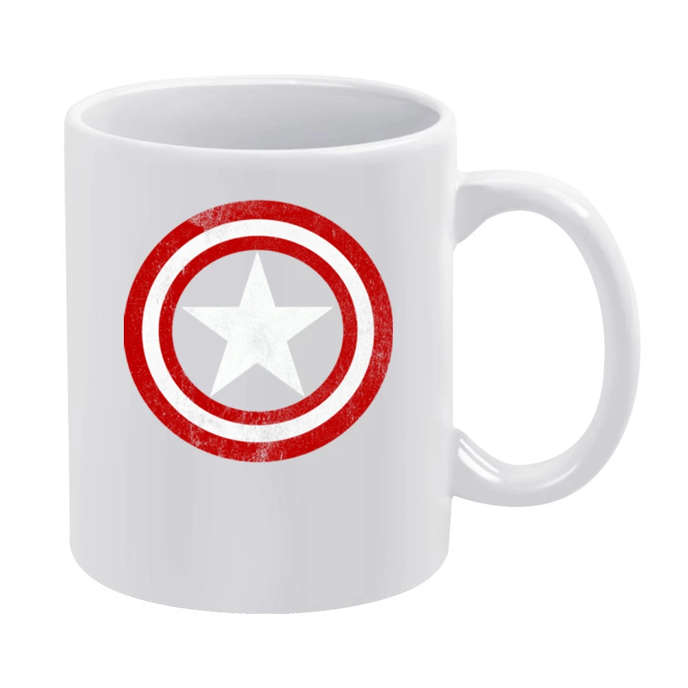 Vintage Captain America Graphic Tee Shirt White Mug
