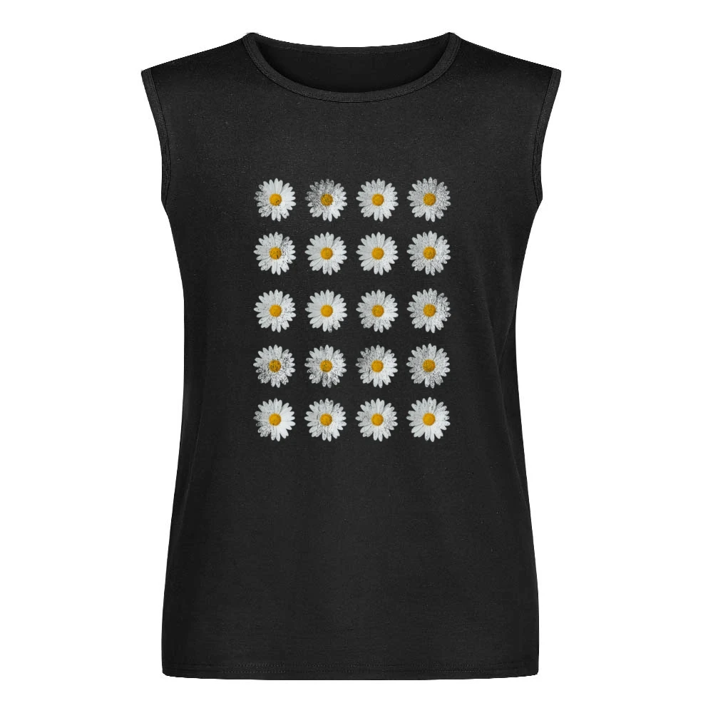 Vintage Daisy Rows Graphic Tee Shirt Men Sleeveless T-Shirt