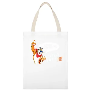 Vintage Frosted Flakes Tony Grrrrreat Oldschool Distressed Style Graph White Canvas Tote Shopping Bag