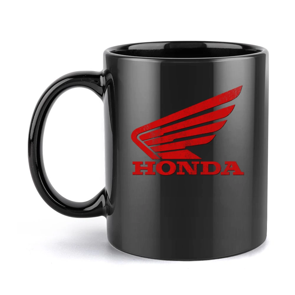 Vintage Honda Motorcycles Distressed Graphic Logo Black Mug