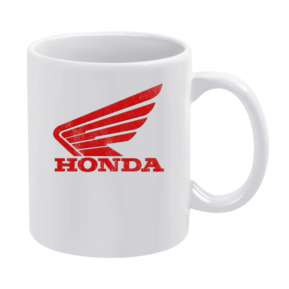 Vintage Honda Motorcycles Distressed Graphic Logo White Mug