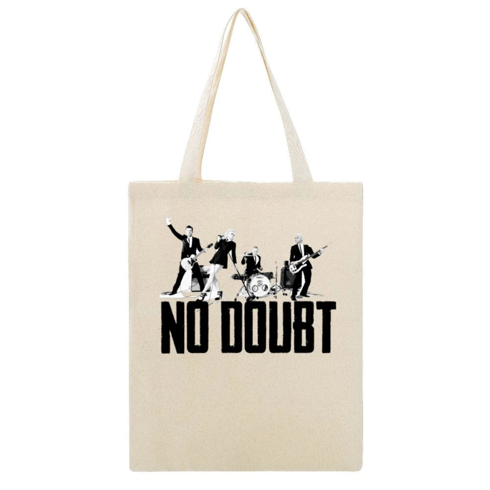 Vintage No Doubt Graphic Music Band V Neck Beige Canvas Tote Shopping Bag
