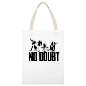 Vintage No Doubt Graphic Music Band V Neck White Canvas Tote Shopping Bag