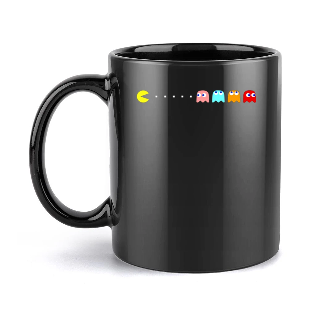Vintage Pac Man Video Game Fun Graphic Tee Shirt Black Mug