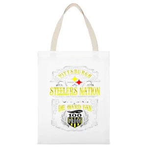 Vintage Pittsburgh Football Nation Team White Canvas Tote Shopping Bag