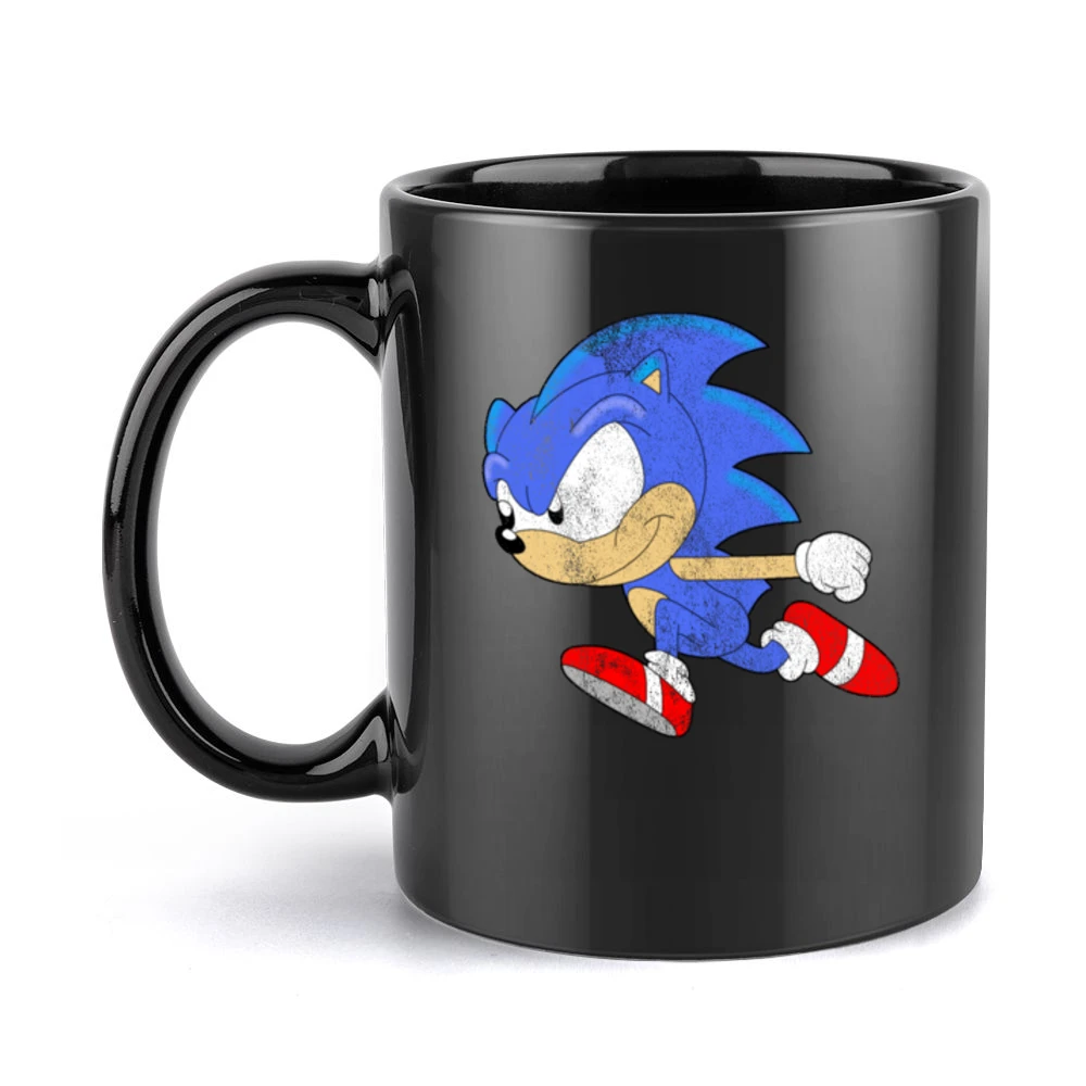 Vintage Sonic Video Game Fun Hedgehog Graphic Tee Shirt Black Mug
