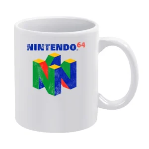 Vintage Style Nintendo 64 Distressed Logo Fun Video Game Graphic T Shi White Mug