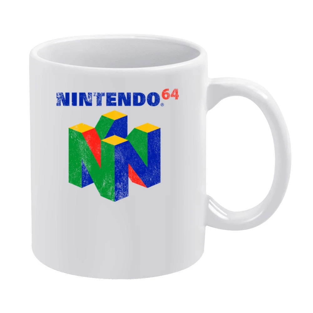Vintage Style Nintendo 64 Distressed Logo Fun Video Game Graphic T Shi White Mug