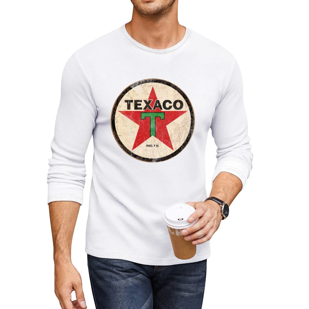 Vintage Texaco Gas Petrol Distressed Graphic Car Lover Men CrewNeck Long Sleeve T-Shirt