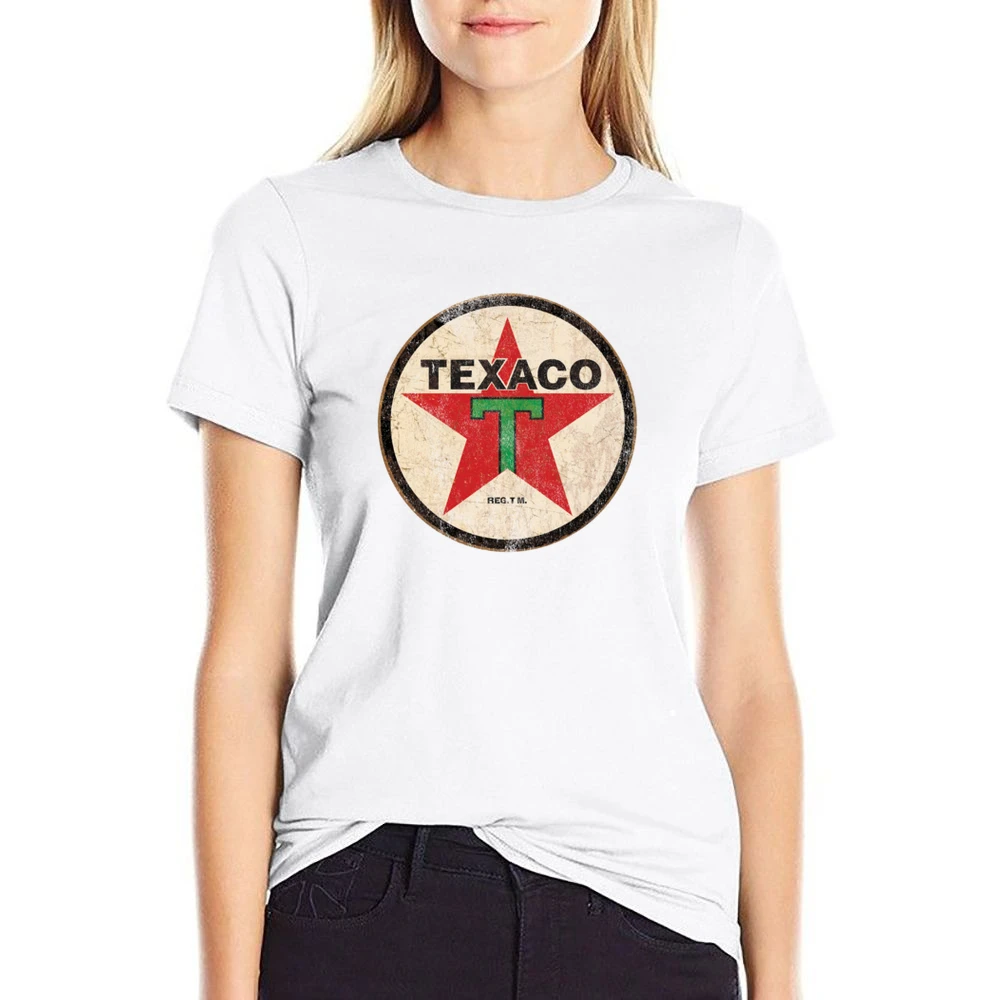 Vintage Texaco Gas Petrol Distressed Graphic Car Lover US Size Women Ladies T-shirt
