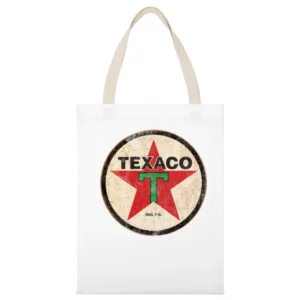 Vintage Texaco Gas Petrol Distressed Graphic Car Lover White Canvas Tote Shopping Bag
